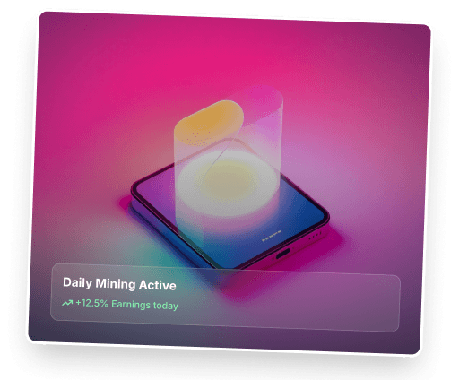 FomoFi App showing Daily Mining Active